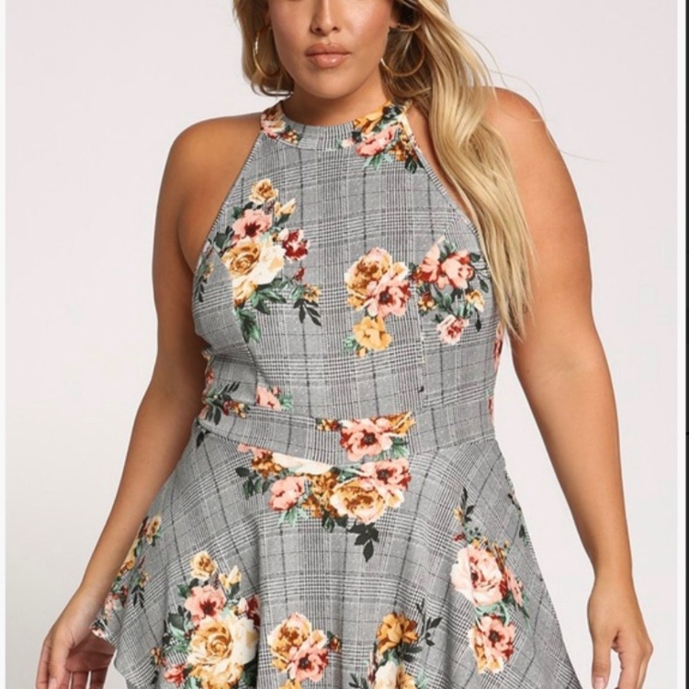 Plus Rose Peplum Romper